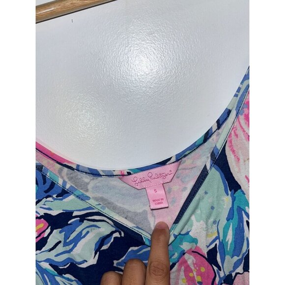 Lilly Pulitzer TALA ROMPER Nauti Navy Capri Soleil Pink S Small - Picture 4 of 9